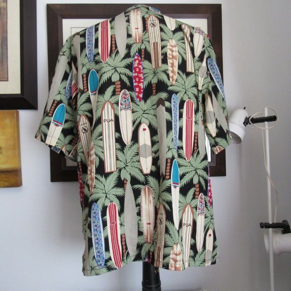 Hawaiian Shirt Maui Maui Surf Company Button Front Surf Boards Palm Trees Sz Lrg - Picture 8 of 12